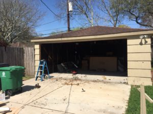 2 garage doors to 1 conversion houston-during